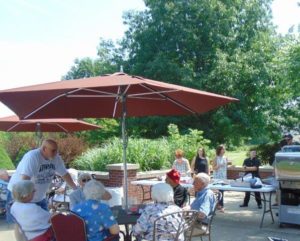 Retirement living socializing outdoors